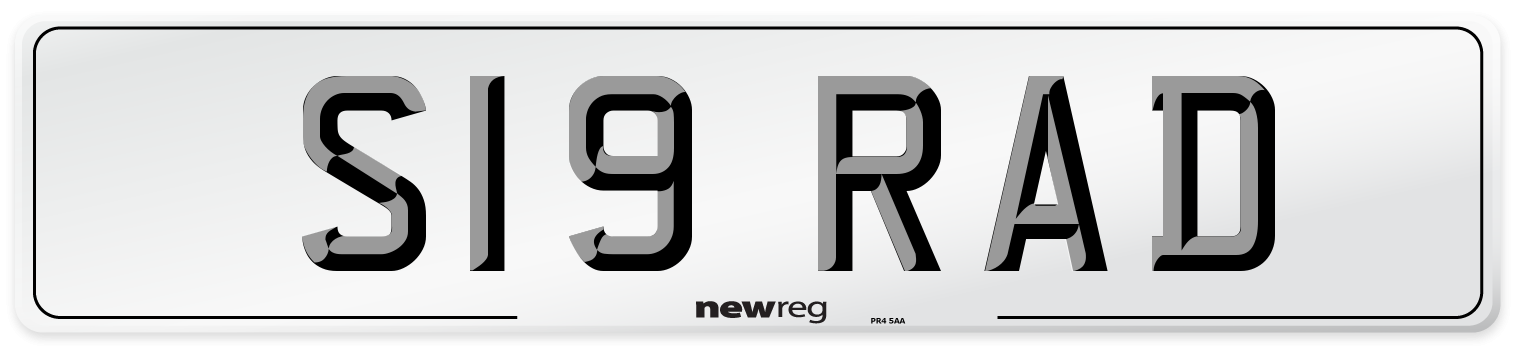 S19 RAD Number Plate from New Reg